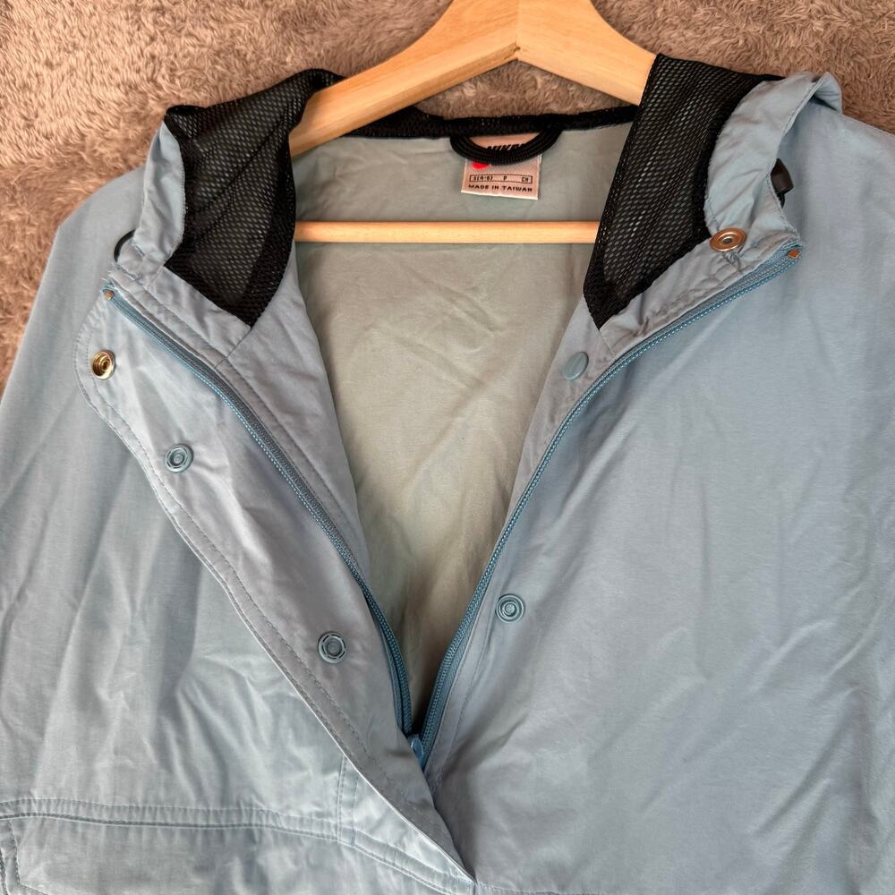 Vintage 90s Y2K Nike Blue Anorak 1/2 Zip Snap Windbreaker Jacket Swoosh S 4-6 - Picture 5 of 12